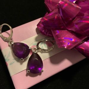 Purple Crystal Teardrop Earrings